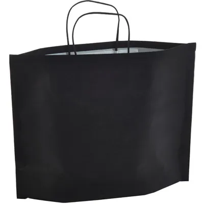 Sac kraft noir à poignées torsadées 46+15x31,5cm 90g/m² (x50) - Sacs kraft couleur poignées torsadées