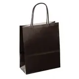 Sac kraft noir poignées torsadées 18 + 7 x 24 cm – Paquet de 50 - Black Friday