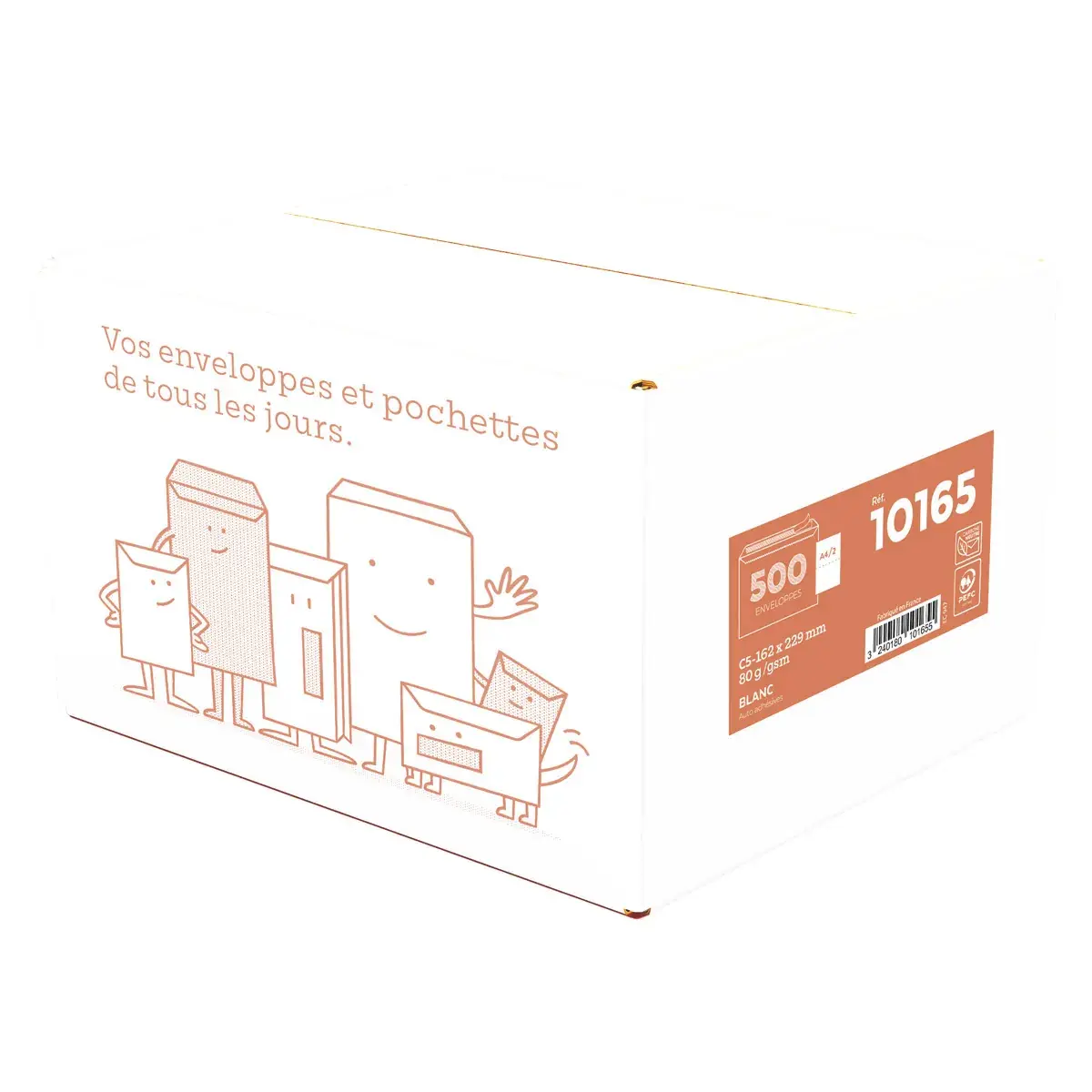 Enveloppe blanche C5 162 x 229 mm 80g sans fenêtre La Couronne - Paquet de 500 - Enveloppes blanches, Enveloppes kraft-2