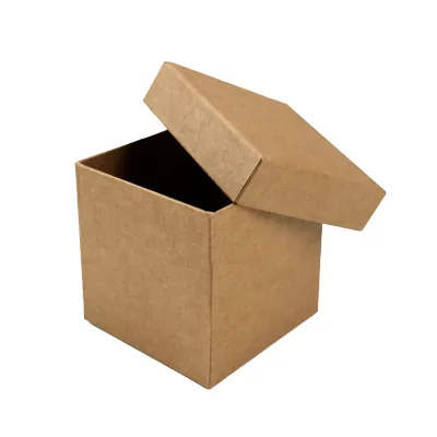 Boîte carrée kraft à couvercle amovible - 12 x 12 x12 cm - Boites cloches-3