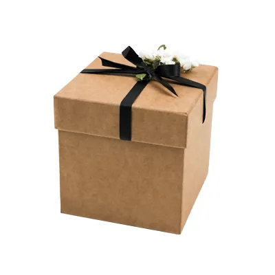 Boîte carrée kraft à couvercle amovible - 12 x 12 x 12 cm - Boites cloches-4