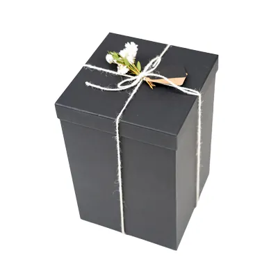 Boîte carrée kraft haute à couvercle amovible - 20 x 20 x H 30 cm - Boites cloches-2