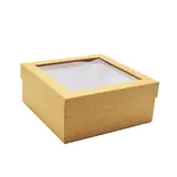 Boîte carrée avec couvercle amovible à fenêtre - 12 x 12 x H 5 cm - Boîtes cadeaux Noël