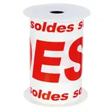 Banderole Soldes 15 cm x 10 m blanc/rouge plastique - Affichage Soldes - Banderoles soldes et déstockage