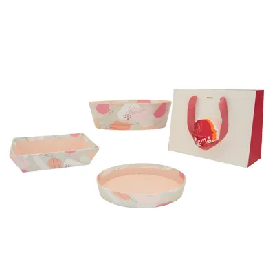Corbeille carton ovale Beauté 26 x 19,3 x 8 cm beige clair / terracotta, paquet de 6 - Corbeilles carton-5