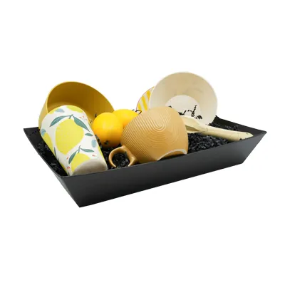 Corbeille carton rectangulaire noir 40 x 30 x 7,5 cm, paquet de 10 - Corbeilles carton-2