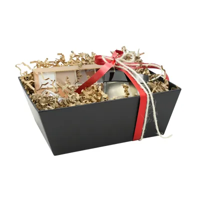 Corbeille carton carrée noir 20 x 16,5 x 7,5 cm, paquet de 10 - Corbeilles carton-2