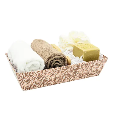 Corbeille carton rectangulaire Origami 33 x 20 x 7,5 cm cuivre / blanc, paquet de 10 - Corbeilles carton-3