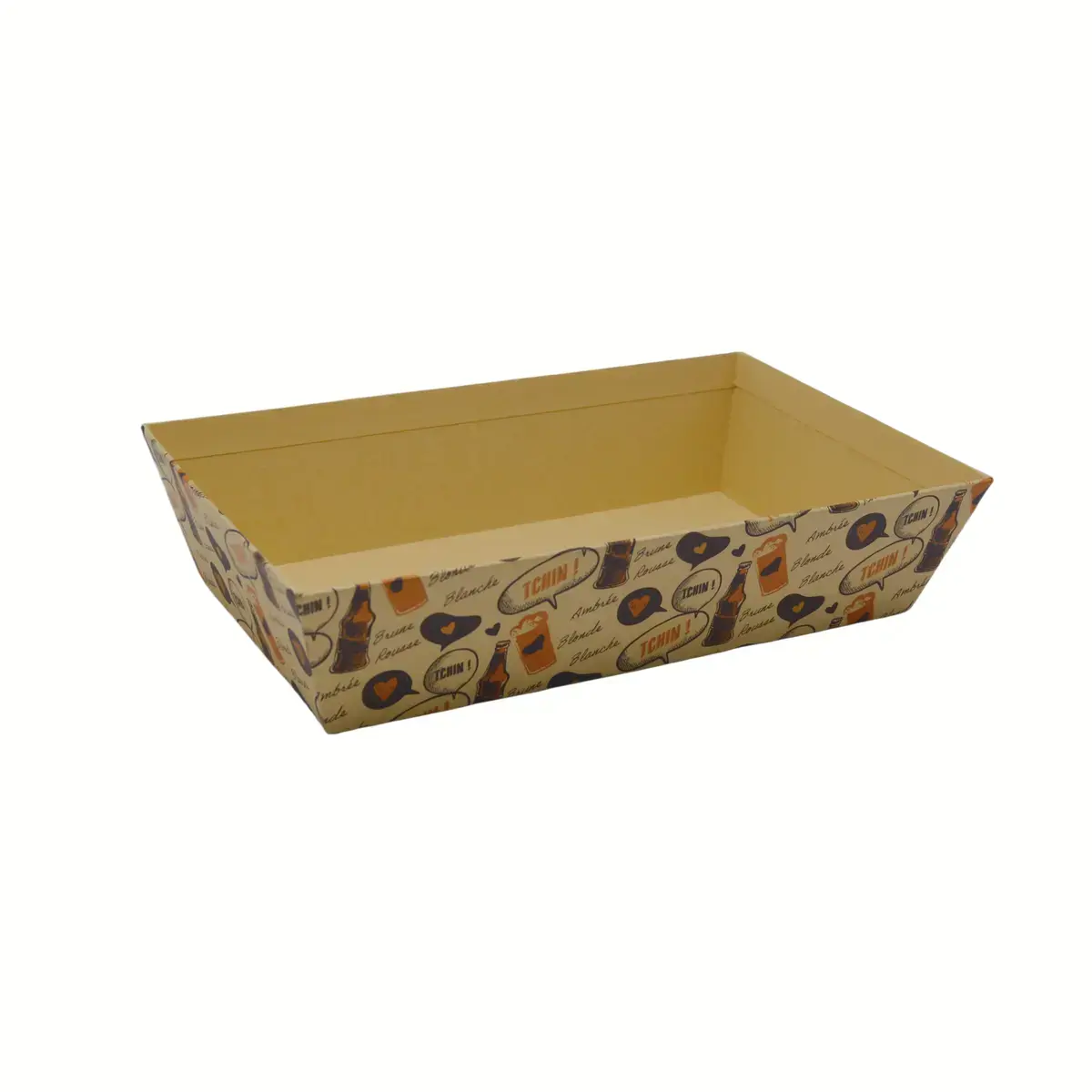 Corbeille carton rectangulaire Bière 33 x 20 x 7,5 cm brun / noir, paquet de 10 - Corbeilles carton