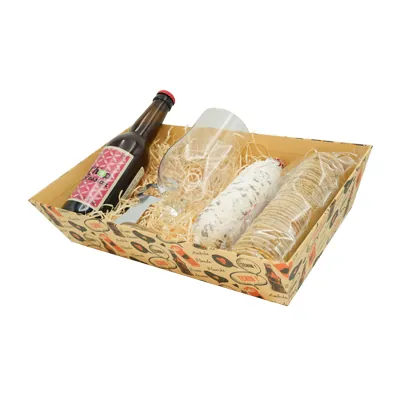 Corbeille carton rectangulaire Bière 33 x 20 x 7,5 cm brun / noir, paquet de 10 - Corbeilles carton-2