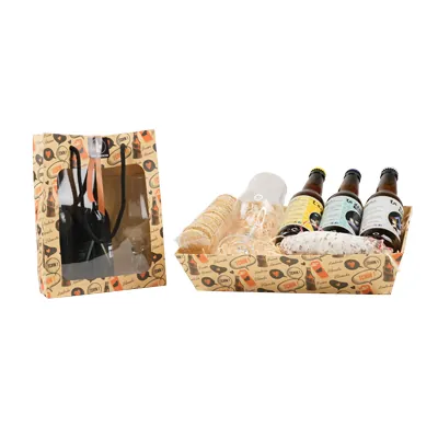 Corbeille carton rectangulaire Bière 33 x 20 x 7,5 cm brun / noir, paquet de 10 - Corbeilles carton-4