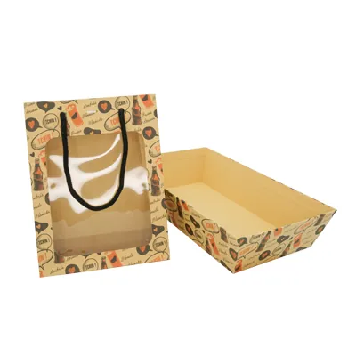 Corbeille carton rectangulaire Bière 33 x 20 x 7,5 cm brun / noir, paquet de 10 - Corbeilles carton-5