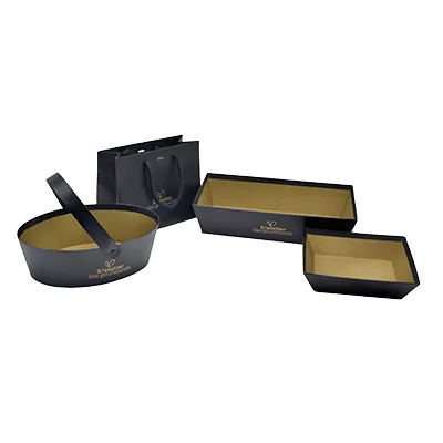 Corbeille carton rectangleÉpicerie fine 33 x 20 x 7,5 cm brun / noir, paquet de 10 - Corbeilles carton-4