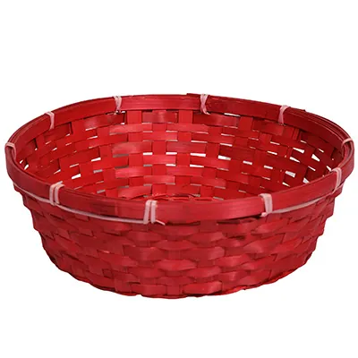 Corbeille bambou ronde rouge ø 30 x 9 cm, paquet de 10 - Corbeilles bambou