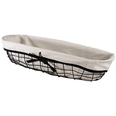 Corbeille métal ovale noire avec tissu blanc 44 x 12 x 9 cm - Corbeilles métal-3