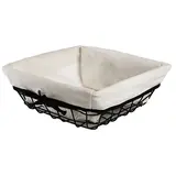 Corbeille métal carrée noire avec tissu blanc 22 x 22 x 9 cm - Corbeilles métal