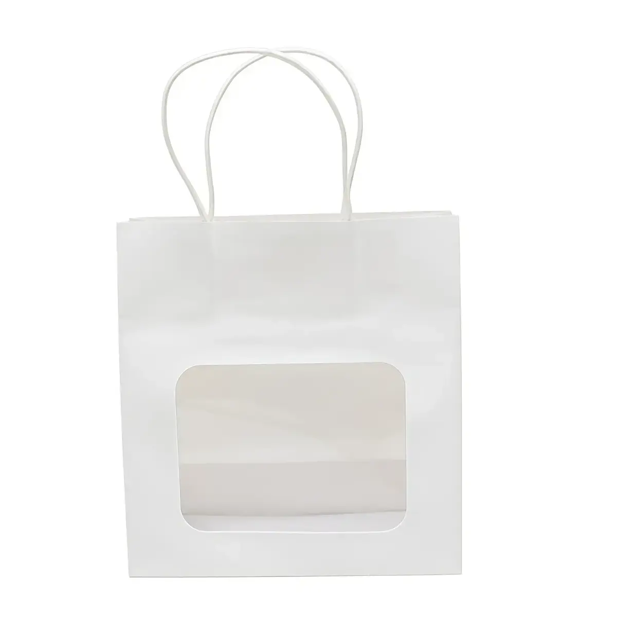 Sac kraft avec fenêtre et poignées torsadées, blanc, 17,5 + 7,5 x 18,5 cm, paquet de 20 - Sacs kraft à fenêtre-2