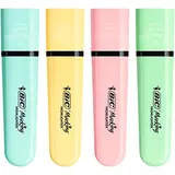 Surligneur BIC Highlighter Flat Pastel Fluo pointe biseautée – Pack de 4 couleurs - Surligneurs