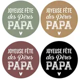 Étiquettes Fête des Pères, étiquettes cadeaux Fête des Pères ø 35 mm, assortiment vert / marron / beige / noir - Etiquettes fête des pères, Bons cadeaux fête des pères