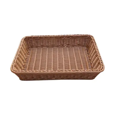 Corbeille manne rectangulaire plastique marron 40 x 30 x 7 cm - Vanneries