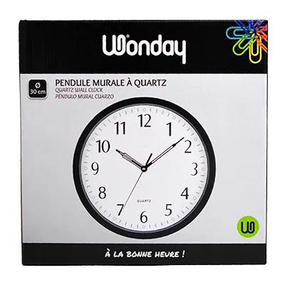 Horloge murale à quartz diamètre 30 cm noir - Horloges-3