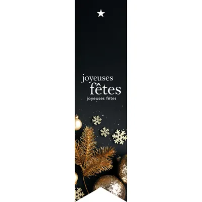 Étiquette cadeau autocollante 35 x 135 mm Joyeuses Fêtes bleu nuit - Paquet de 200 - Étiquettes cadeaux ferme sac