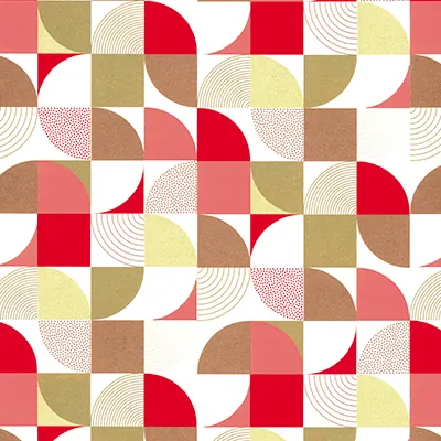 Papier cadeau patchwork seventies 70 cm x25 m 65g/m², brun / rouge / or / blanc - Papier cadeaux couchés à motifs