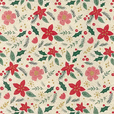 Papier cadeau herbe fleurs rouge/rose 70 cm x 25 m 65 g/m² – le rouleau - Papiers cadeaux kraft à motifs