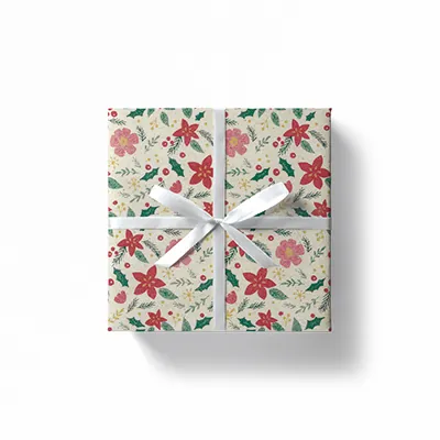 Papier cadeau herbe fleurs rouge/rose 70 cm x 25 m 65 g/m² – le rouleau - Papiers cadeaux kraft à motifs-3