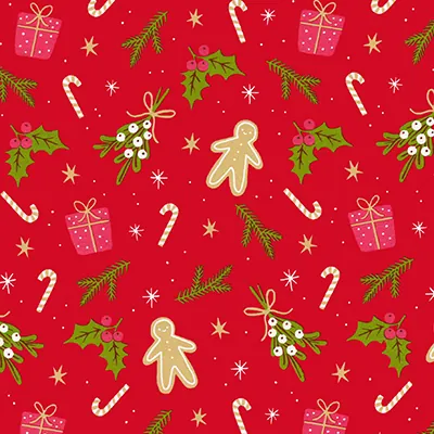 Papier cadeau couché rouge motifs Noël vert 70 cm x 50 m 80 g/m² – le rouleau - Papier cadeaux couchés à motifs