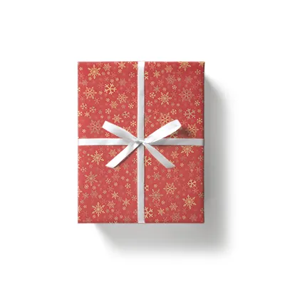 Papier cadeau kraft brun rouge flocons or 70 cm x 50 m 65 g/m² – le rouleau - Papiers cadeaux kraft à motifs-3