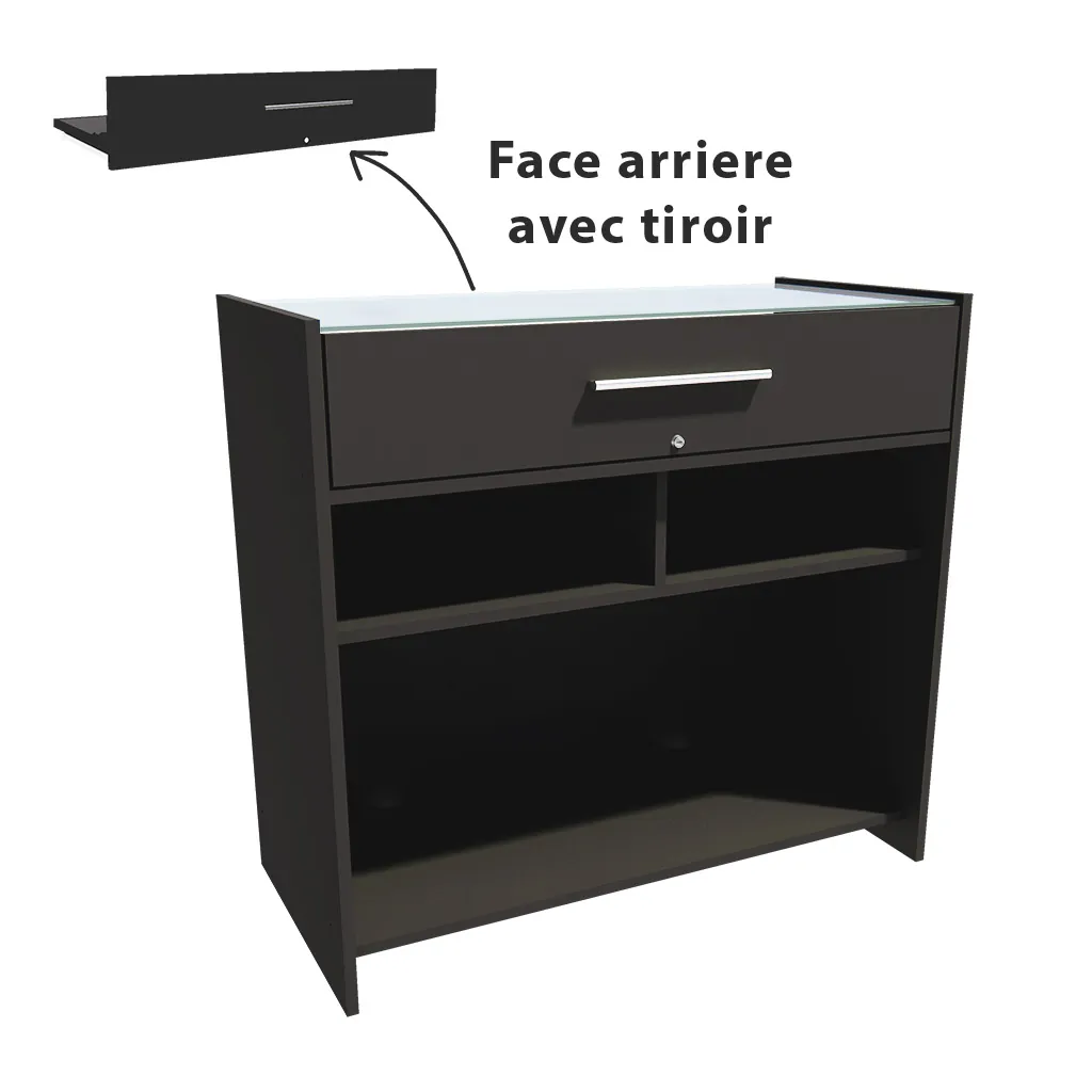 Comptoir vitrine noir 3 tablettes + 1 séparation 109,5 x 53 x H 102,5 cm - Comptoirs Boutique-4