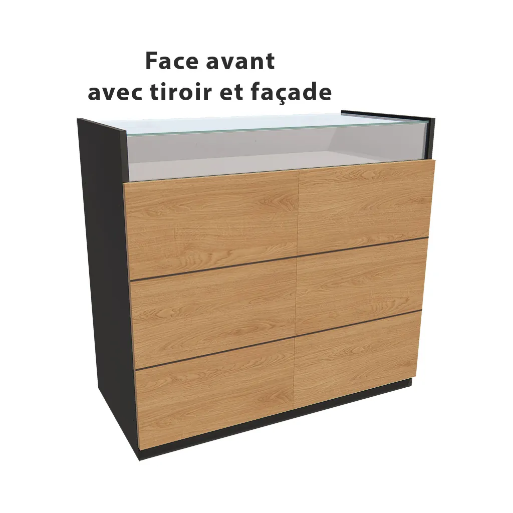 Comptoir vitrine noir 3 tablettes + 1 séparation 109,5 x 53 x H 102,5 cm - Comptoirs Boutique-5