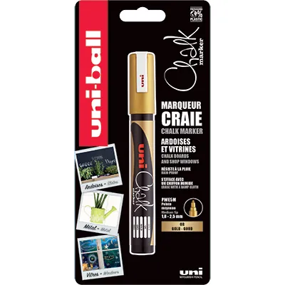 Marqueur craie Chalk Marker Or Uni Ball Pointe conique moyenne - Marqueurs, Feutres craies-3