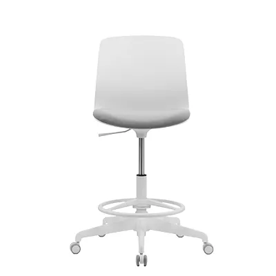 Siège assis-debout design Oslo blanc, polyuréthane, assise tissu, repose-pieds réglable, 135kg - Sièges de caisse-2