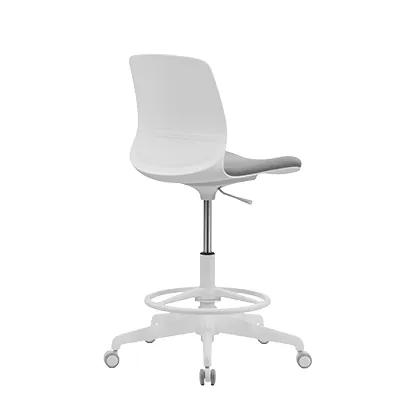 Siège assis-debout design Oslo blanc, polyuréthane, assise tissu, repose-pieds réglable, 135kg - Sièges de caisse-5