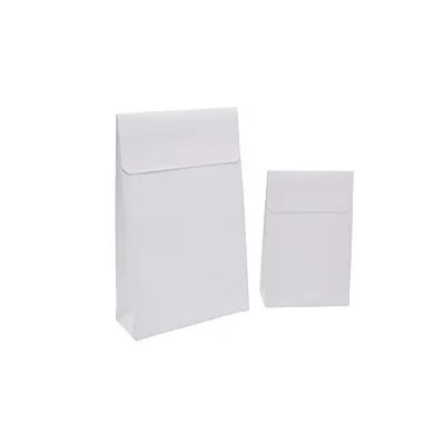 Pochette cadeau blanche mate pelliculée fermeture adhésive 14+5,5x23 cm – Paquet de 50 - Pochettes cadeaux luxe-2