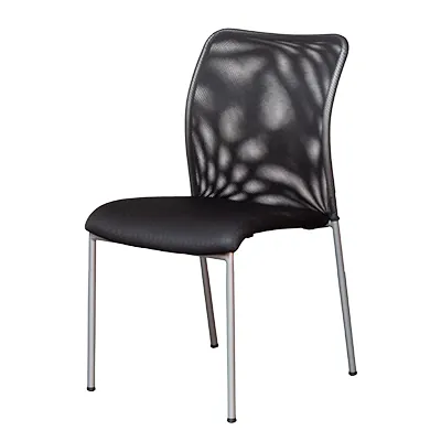 Chaise visiteur empilable Cancun – Assise nid d'abeille, dossier résille - Noir - Chaises d'intérieur-5