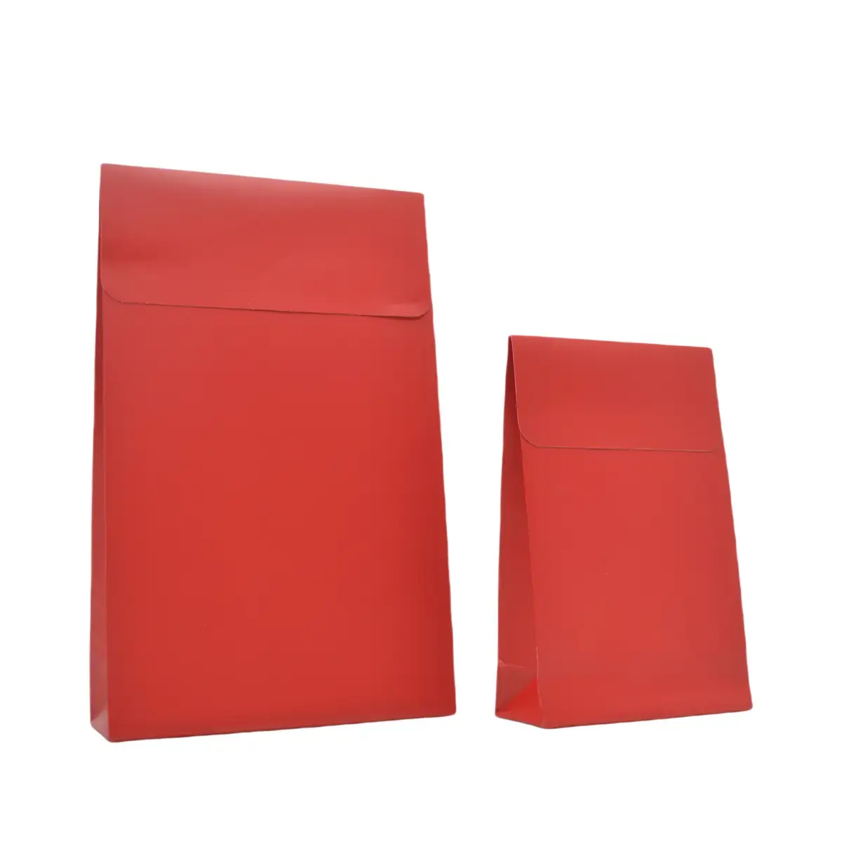 Pochette cadeau pelliculée rouge mat à rabat adhésif 10 x 4,5 x 16 cm – Paquet de 50 - Pochettes cadeaux luxe-3