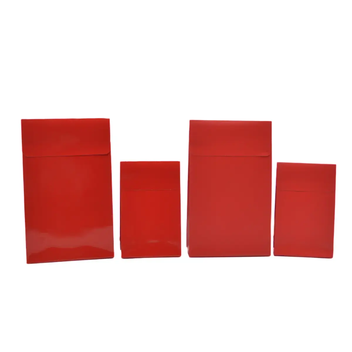 Pochette cadeau pelliculée rouge mat à rabat adhésif 14 x 5,5 x 23 cm – Paquet de 50 - Pochettes cadeaux luxe-2