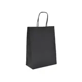 Sacs kraft noir poignées torsadées assorties 26+12x33 cm – Paquet de 100 - Sacs kraft couleur poignées torsadées