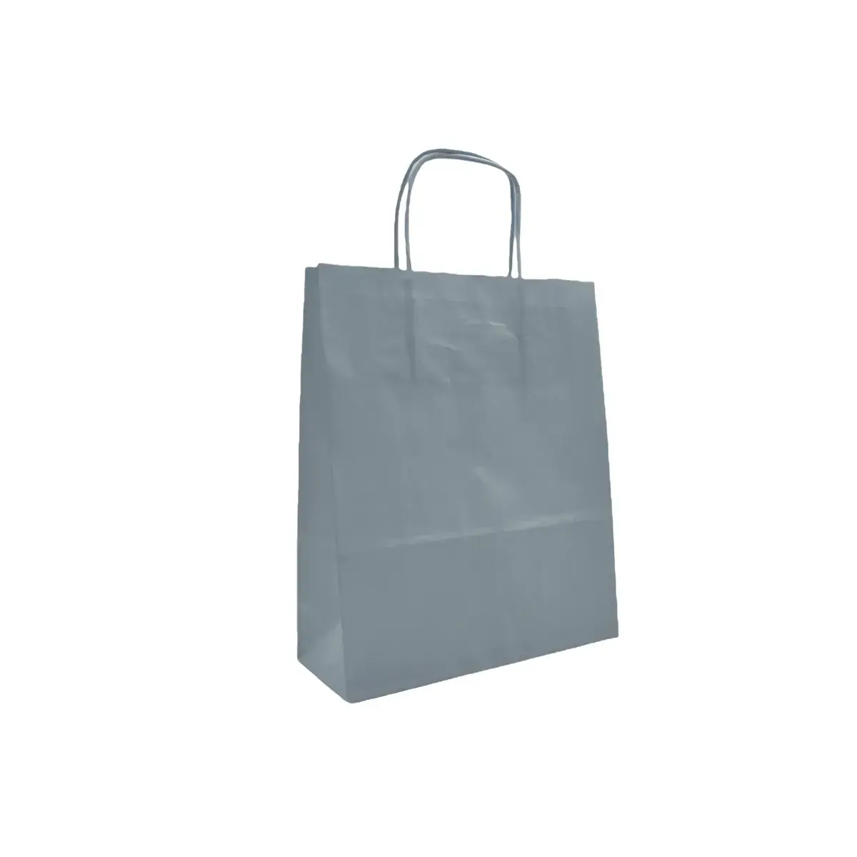 Sac kraft gris poignées torsadées 24x12x31cm – Paquet de 50 - Sacs kraft couleur poignées torsadées