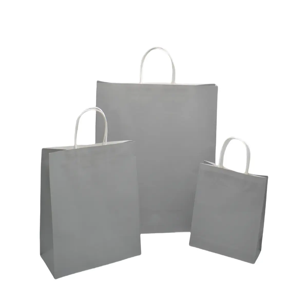 Sac kraft gris poignées torsadées 24x12x31cm – Paquet de 50 - Sacs kraft couleur poignées torsadées-2