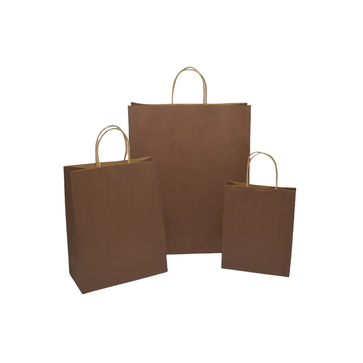Sac kraft chocolat poignées torsadées brunes 24+12x31 cm – Paquet de 50 - Sacs kraft couleur poignées torsadées-2