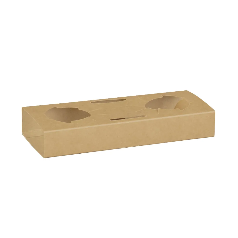 Porte-gobelets carton 2 gobelets cafés kraft brun – Plateau porte gobelets - Lot de 200 - Gobelets