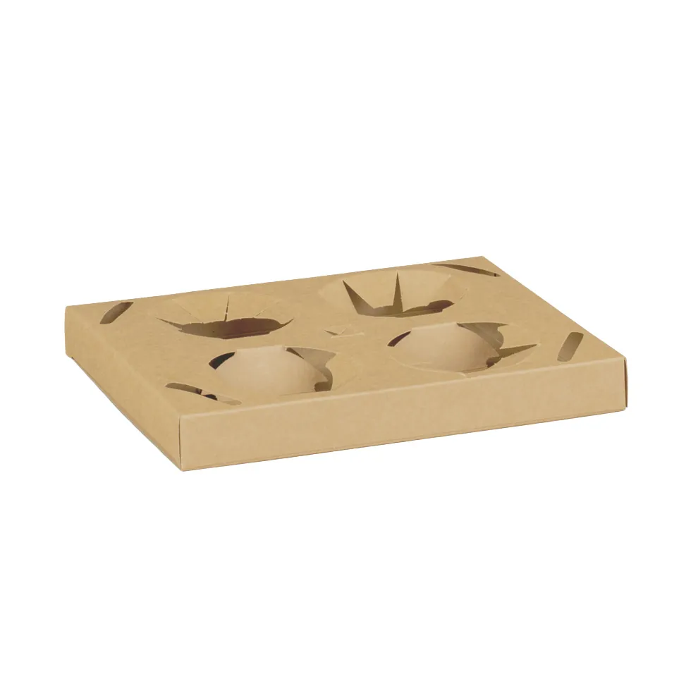 Porte-gobelets carton 4 gobelets cafés kraft brun – Plateau porte gobelets - Lot de 200 - Gobelets