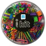 Kit de 6 articles de fixation colorés - Kit punaises, attaches, pinces et élastiques - Punaises-Épingles