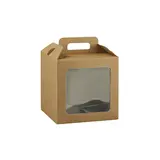 Valisette carton à fenêtre et poignée kraft brun 21 x 21 x 21 cm – Paquet de 30 - Boites carton avec poignée