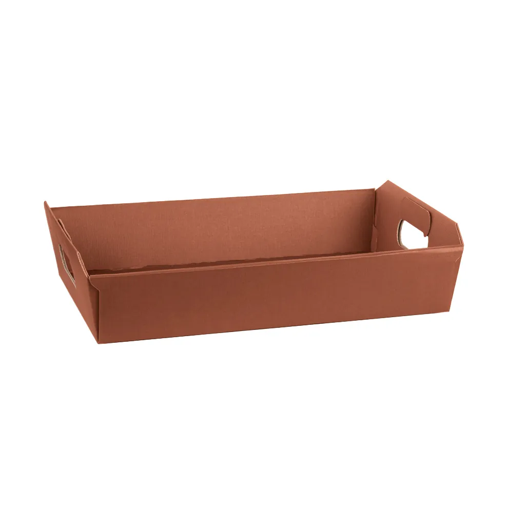 Paniers pour panier garni terracotta poignées découpées 35x26x7cm – paquet de 30 - Corbeilles carton