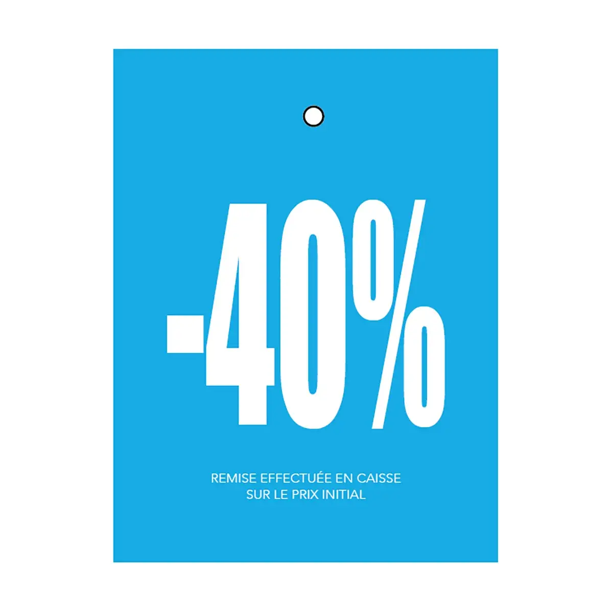 Etiquette à trou -40% bleu/blanc 50x70mm carton 200g - Lot de 250 - Etiquette Soldes - Etiquettes soldes